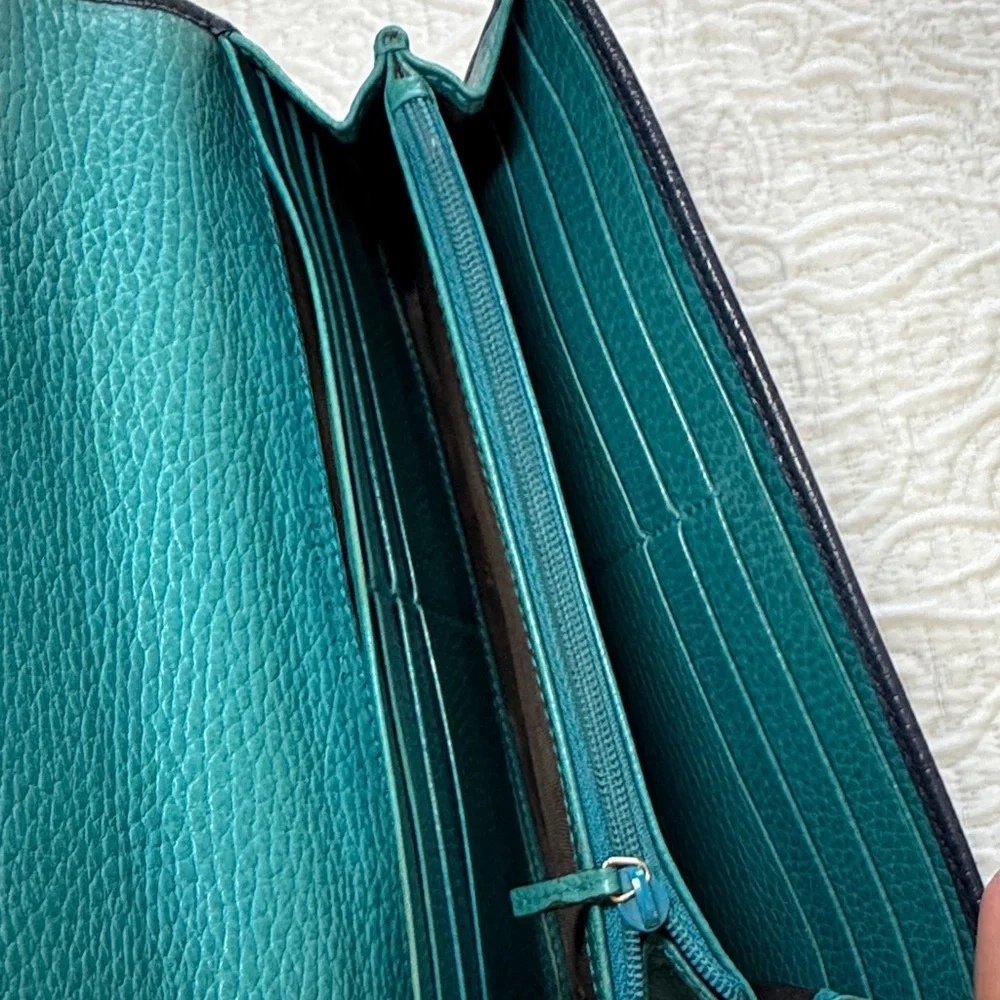 Gucci Vintage Navy and Teal Leather Wallet - Picture 5 of 9